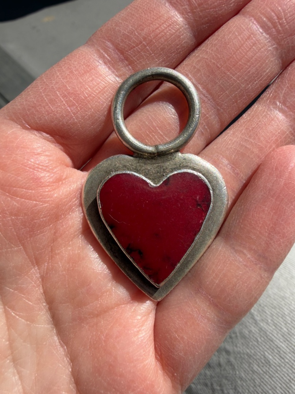 Red Heart Pendant Charm - Sterling Silver Mexico .925 JRT - Picture 5 of 5